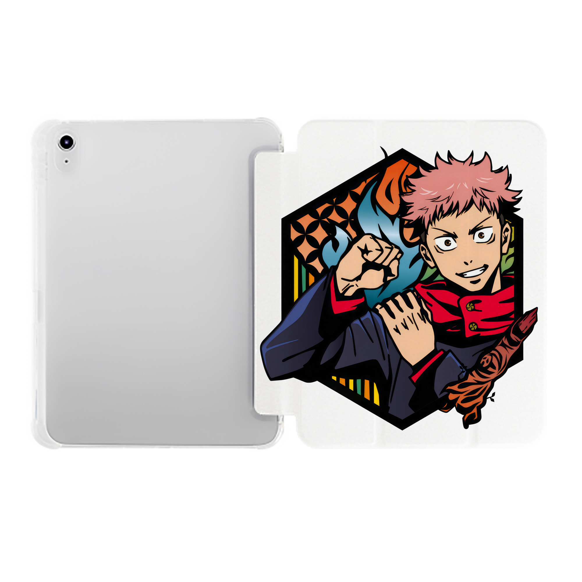 （画像用） 呪術廻戦 Jujutsu Kaisen IPad ケース ペン収納付き 三つ折りスタンド PUレザー×シリコン 対応機種9.5/10.5/10.9インチ
